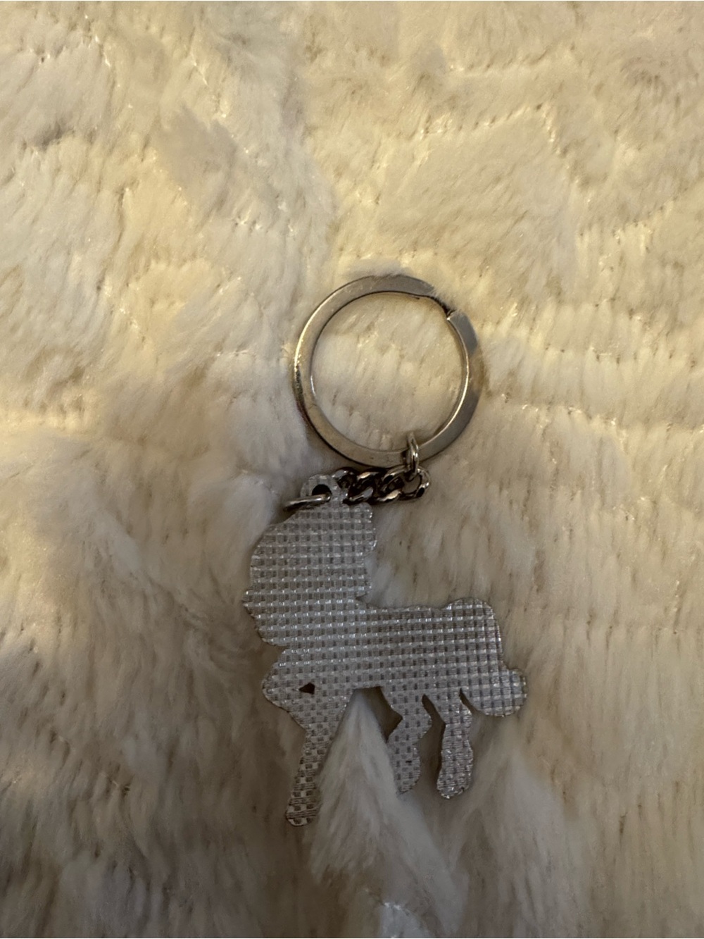 Rainbow Unicorn Keychain - White with Pink, Yellow & Blue Accents - Picture 3 of 3